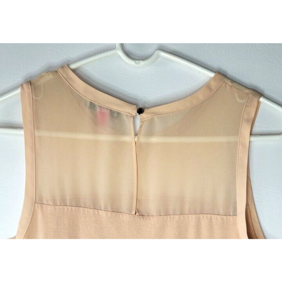Vince Camuto Blouse Tank Womens M Pink Peach Blush Sheer Sleeveless Back Keyhole - Picture 5 of 8